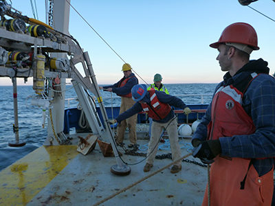at sea preparing to deploy instrumented platforms off Martha's Vineyard, MA